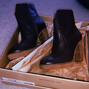 Lucky Brand Brown Leather Heel Booties 6.5